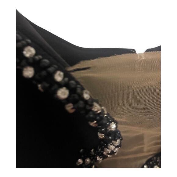 Nookie Adorn Midi Dress Mesh Panel Beaded Crystal Embellished Black Size XL - Picture 8 of 15